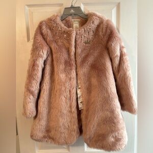 Disney pink faux fur coat size 7/8